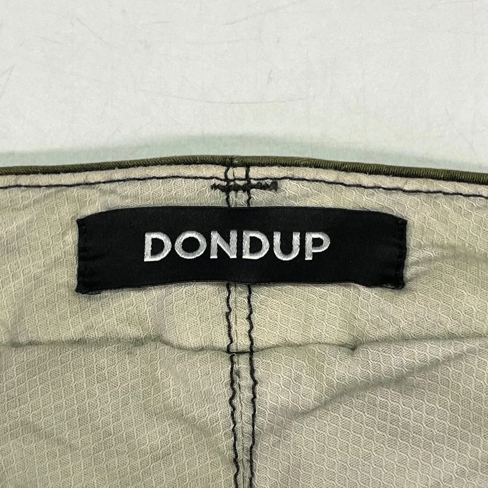Dondup Gaubert Mens Olive Green Slim‎ Fit Velvet Corduroy Trousers Italy